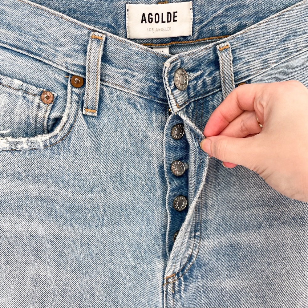 Agolde Riley High Rise Straight Leg Distressed Jeans Size 24 - Picture 5 of 12